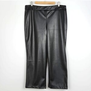 Maison Cinqcent 500 Women's Black Faux Leather Stretch Pull  On Pants Sz 1X
